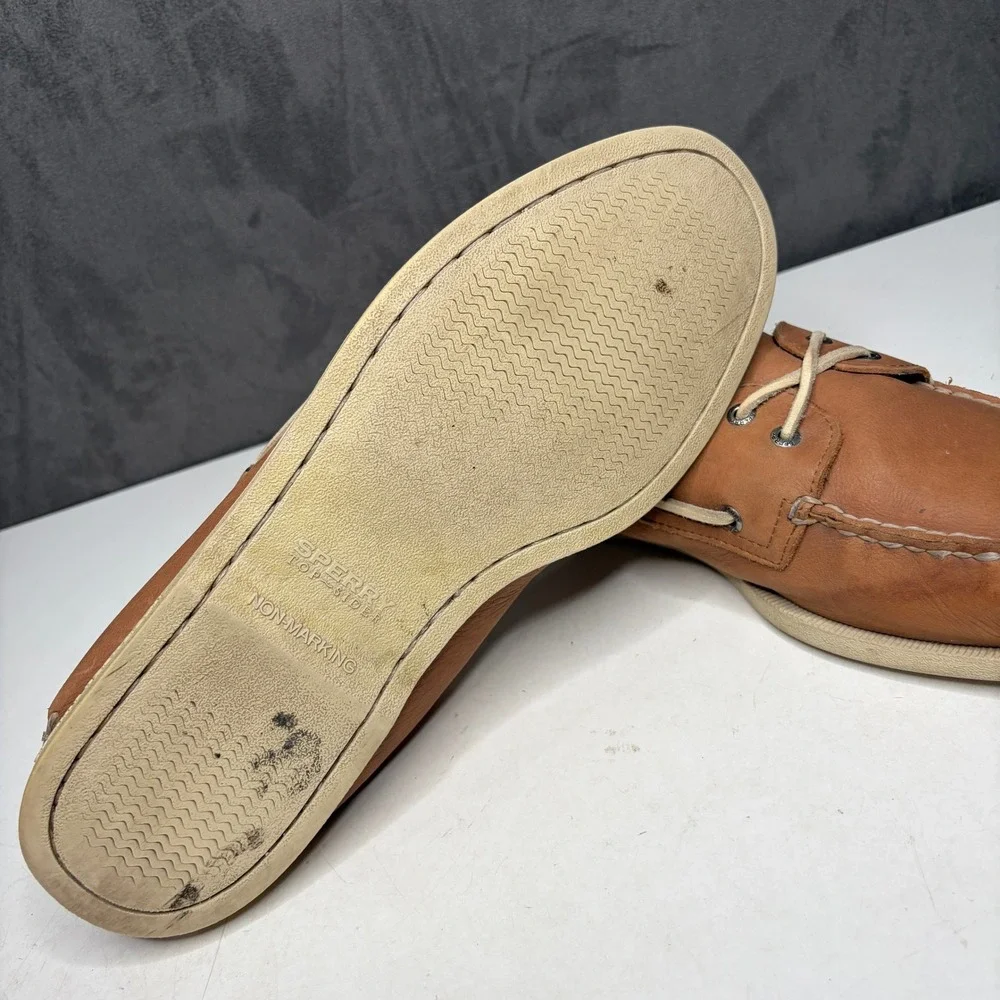 Sperry Top-Sider Boat Shoes Mens 13 Tan Leather STS17359 Classic Nautical Casual